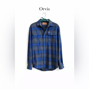 Orvis Classic Collection Blue Plaid Flannel Shirt Jacket Men’s Large